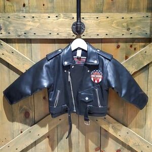 Harley Davidson BLACK KIDS JACKET MOTORCYCLE PATCHES QUILT INTERIOR BIKER